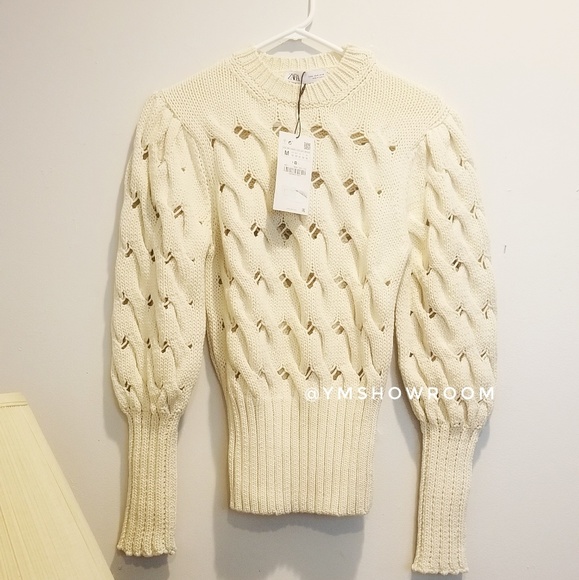 🔥1 Left🔥ZARA Cable knit puff sleeves sweater - Picture 4 of 4